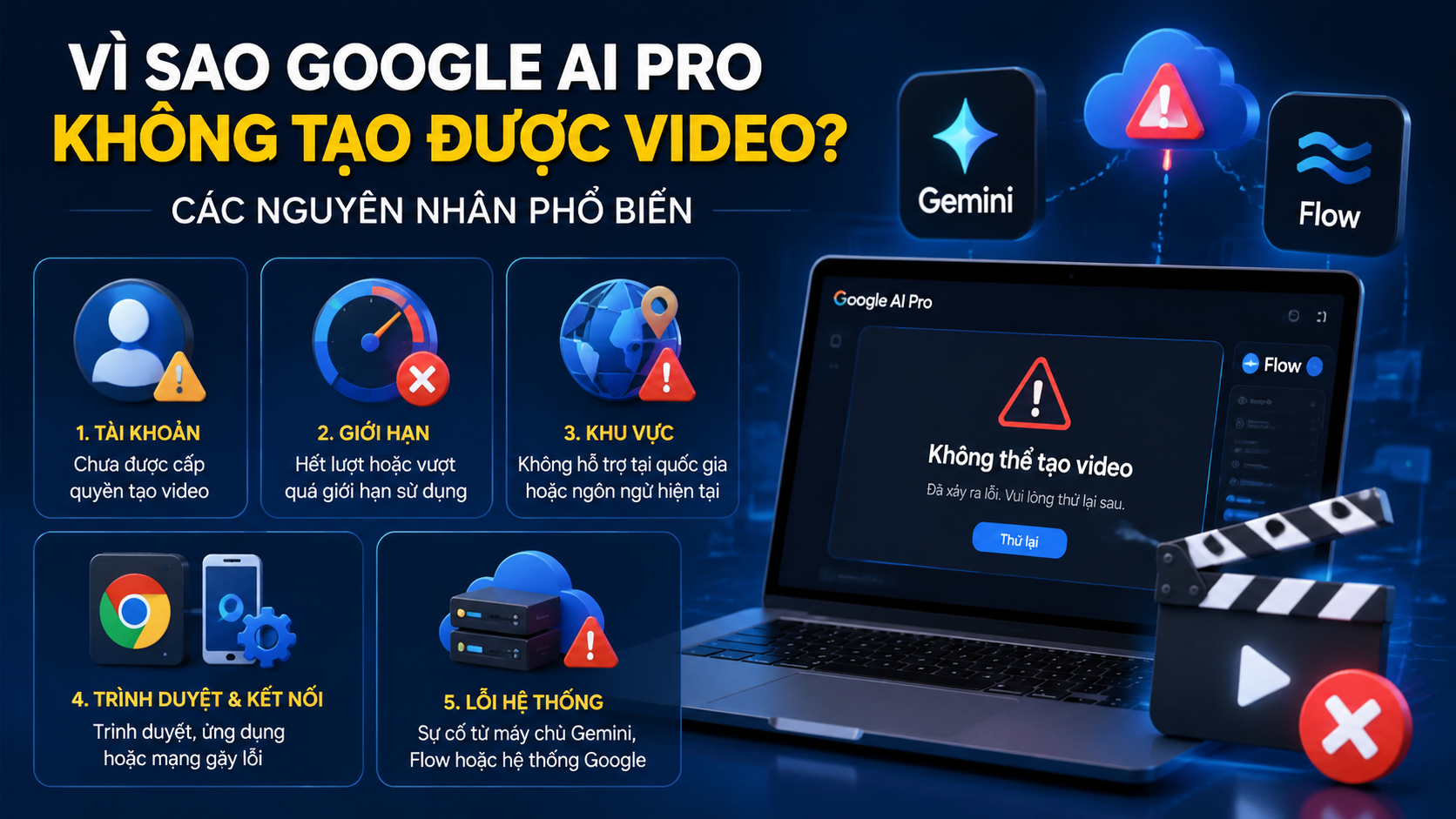 Các nguyên nhân khiến Google AI Pro không tạo được video - google ai pro không tạo được video