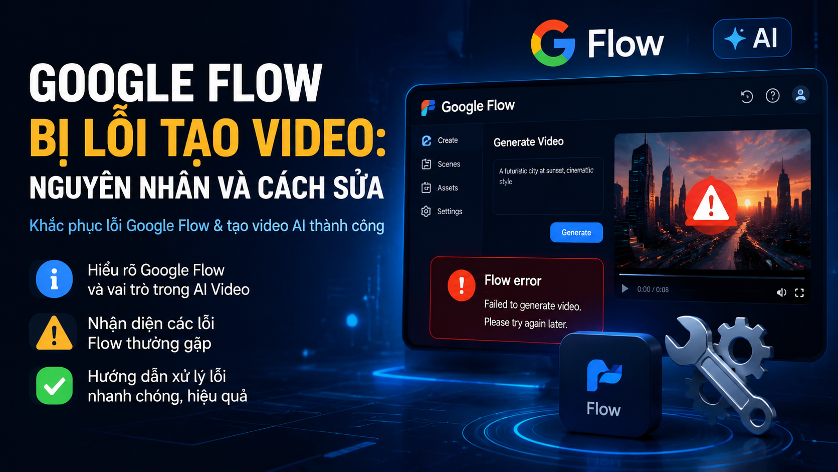 Google Flow bị lỗi tạo video: Nguyên nhân và cách sửa - google ai pro không tạo được video