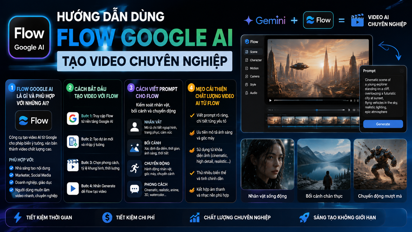 Hướng dẫn dùng Flow Google AI để tạo video chuyên nghiệp - google ai pro tạo video