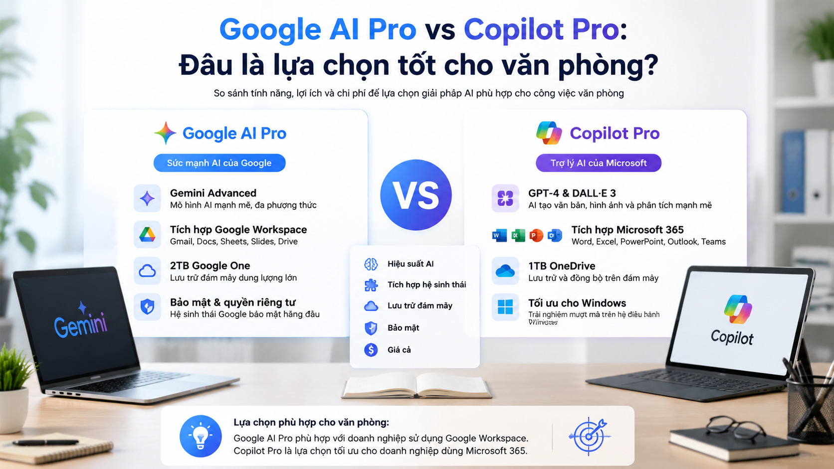 Google AI Pro vs Copilot Pro: Đâu là lựa chọn tốt cho văn phòng? - google ai pro vs copilot pro