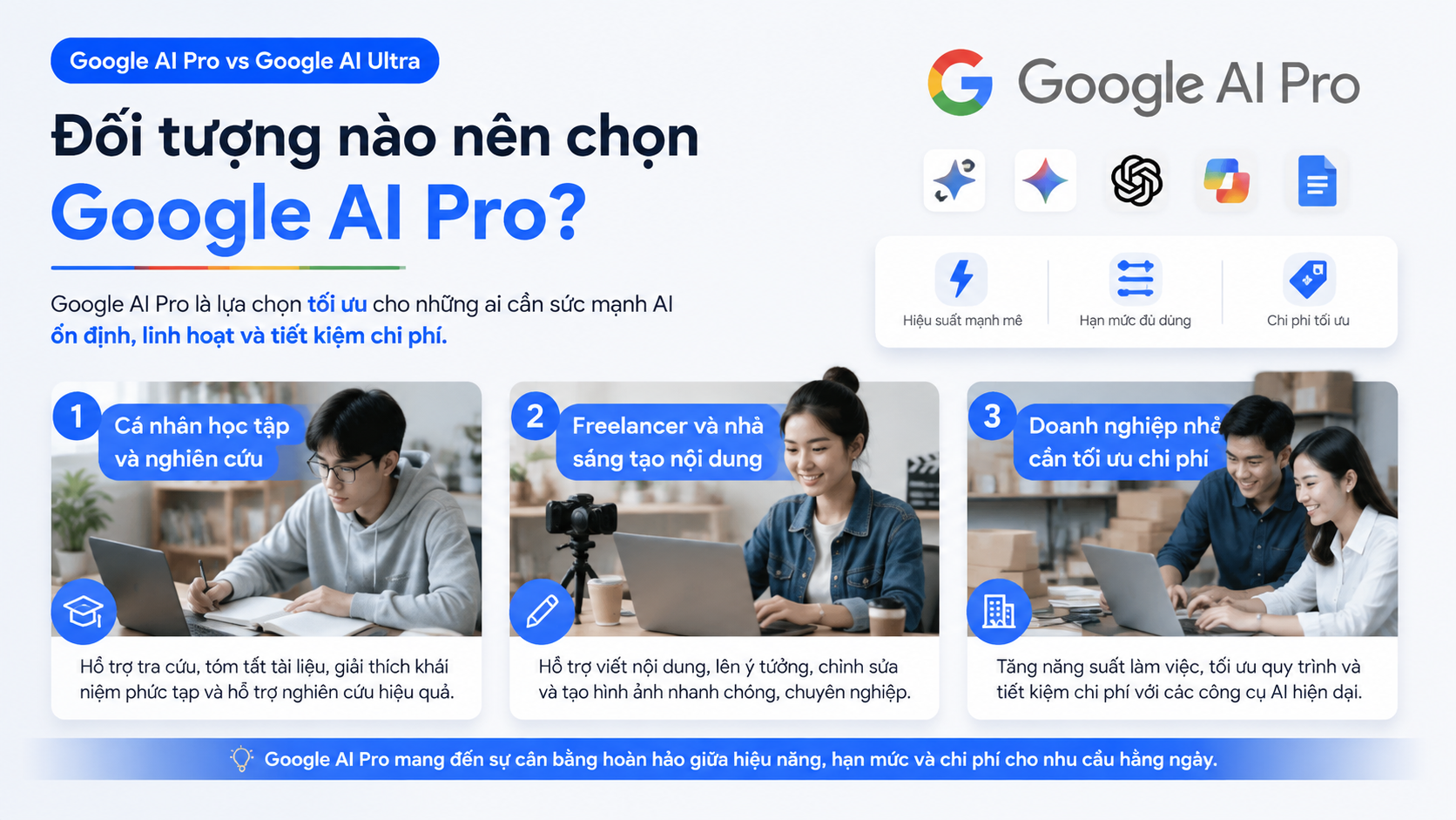 Đối tượng nào nên chọn Google AI Pro? - google ai pro vs ultra