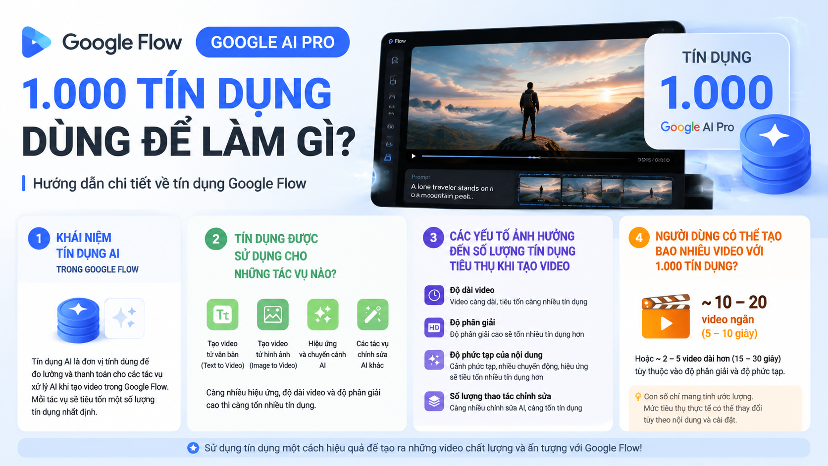 tín dụng Google Flow trong Google AI Pro dùng để làm gì? - google flow google ai pro