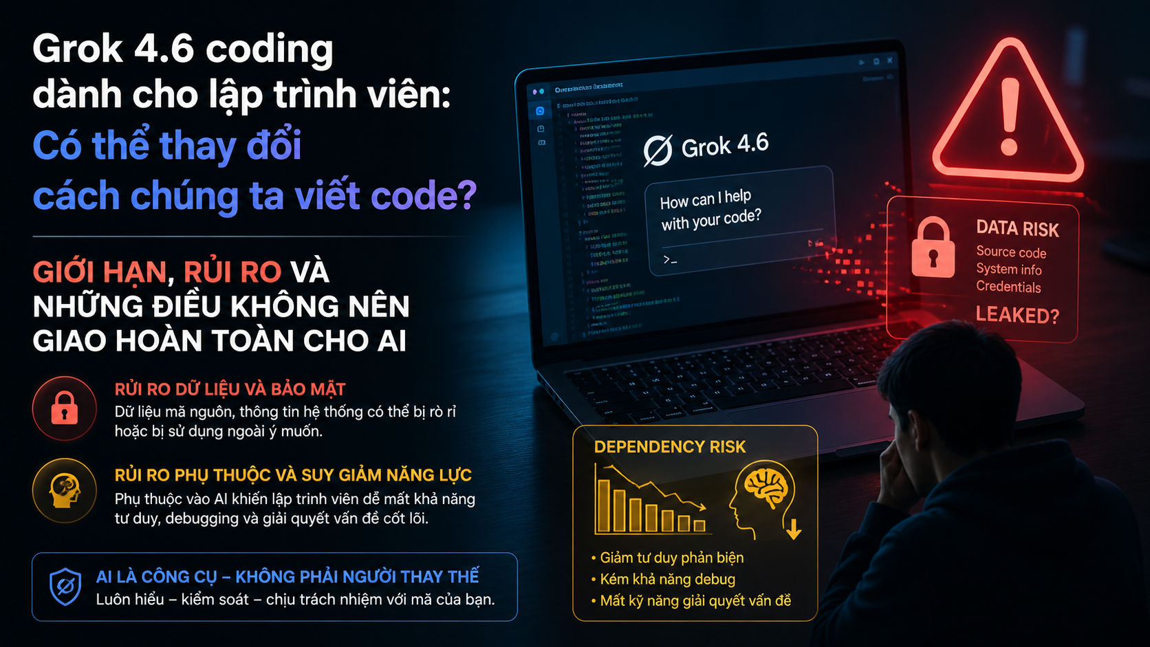 Giới hạn, rủi ro và những điều không nên giao hoàn toàn cho AI - Grok 4.6 coding