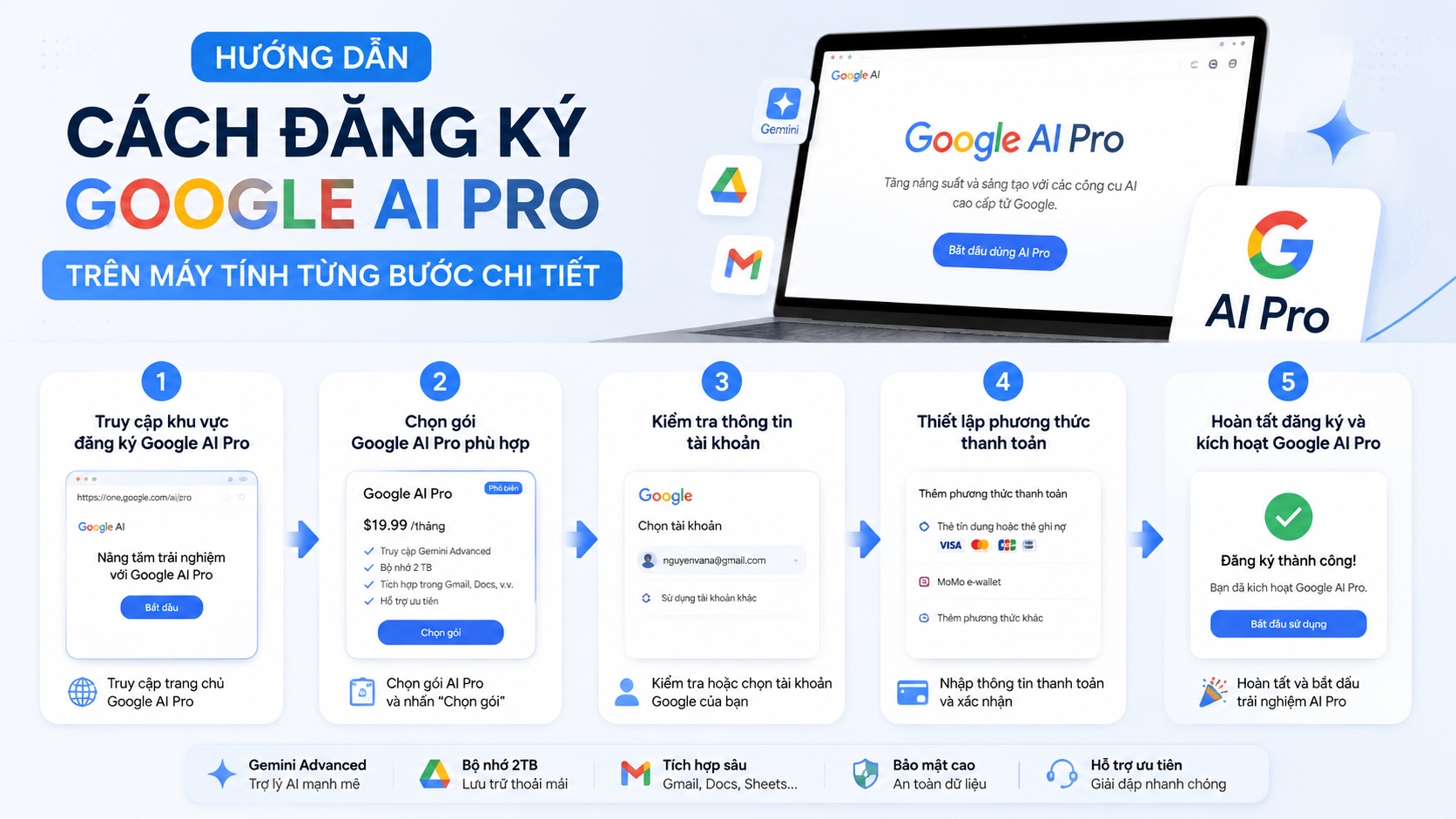 Cách đăng ký Google AI Pro trên máy tính từng bước Cách đăng ký Google AI Pro trên máy tính từng bước - cách đăng ký google ai pro trên máy tính