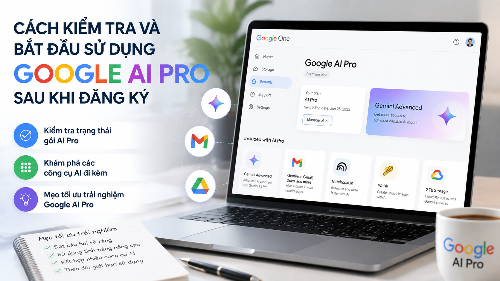 Cách kiểm tra và bắt đầu sử dụng Google AI Pro sau khi đăng ký Cách kiểm tra và bắt đầu sử dụng Google AI Pro sau khi đăng ký - cách đăng ký google ai pro trên máy tính