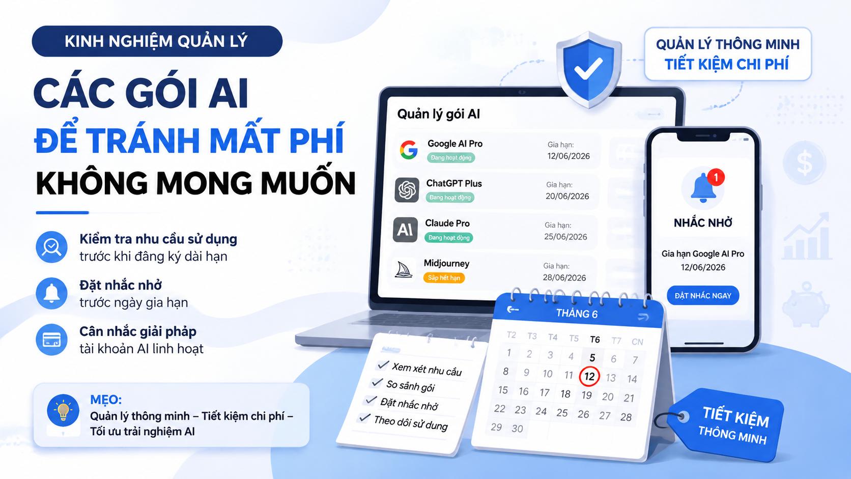 Kinh nghiệm quản lý các gói AI để tránh mất phí không mong muốn Kinh nghiệm quản lý các gói AI để tránh mất phí không mong muốn - google ai pro hoàn tiền