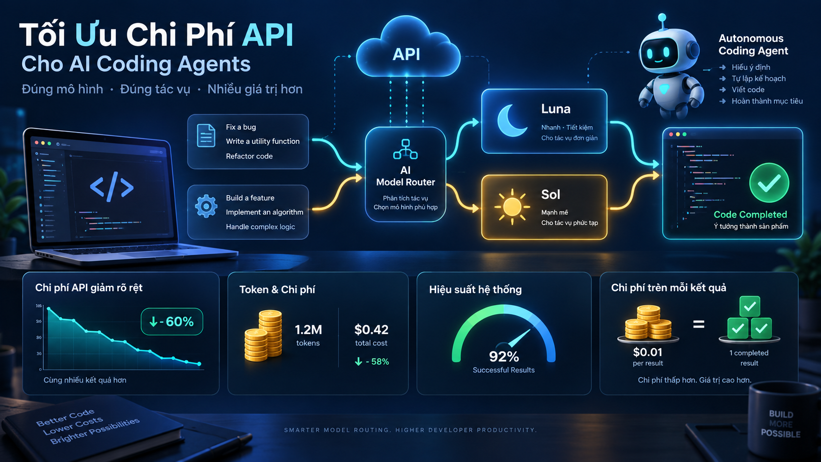 Cách tối ưu chi phí API cho lập trình và Coding Agent - giá API GPT‑6 Luna