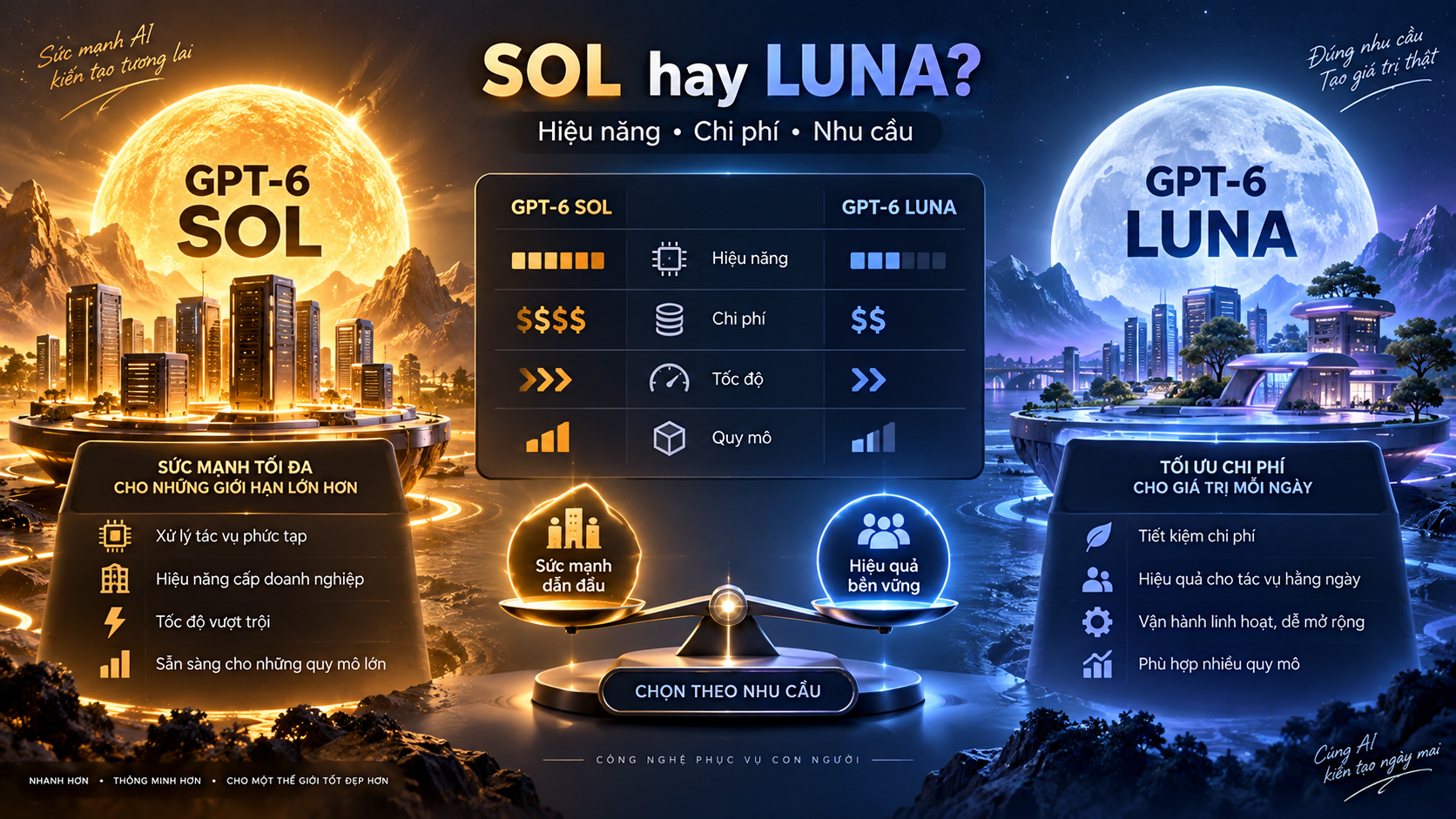 So sánh GPT‑6 Sol và GPT‑6 Luna theo nhu cầu - GPT‑6 Sol