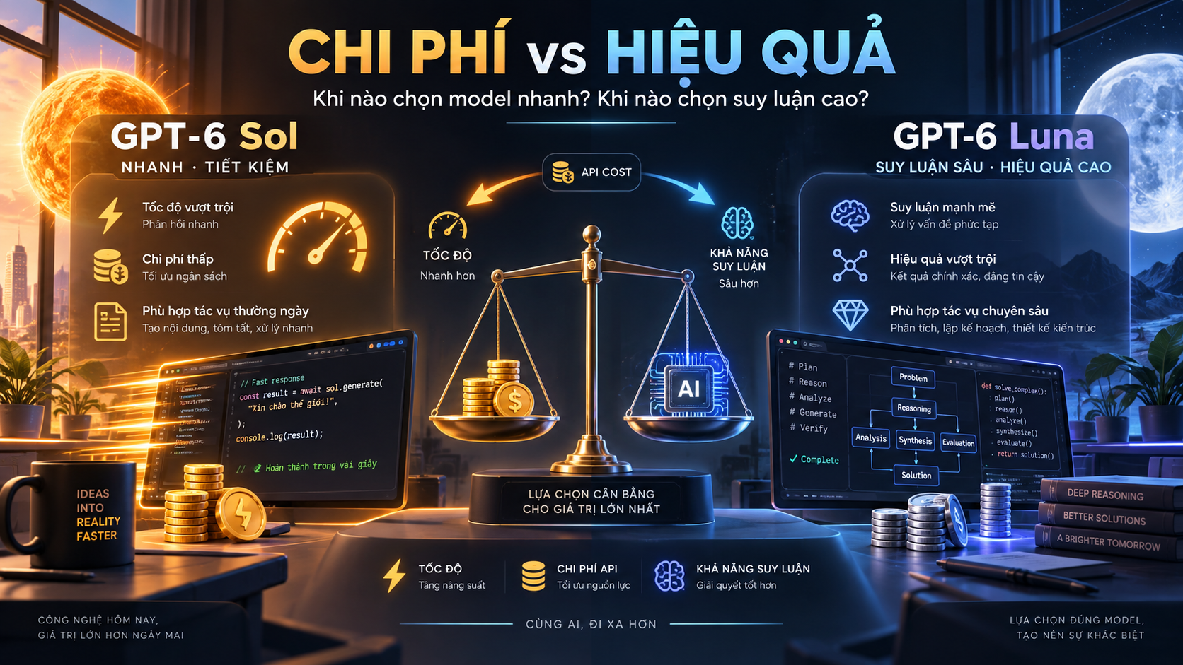 So sánh GPT‑6 Sol và Luna theo tiêu chí chi phí – hiệu quả - GPT‑6 Sol và Luna trong Codex