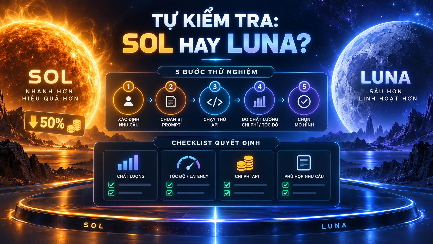 Cách tự kiểm tra trước khi chọn GPT-6 Sol hoặc Luna - so sánh GPT‑6 Sol và Luna
