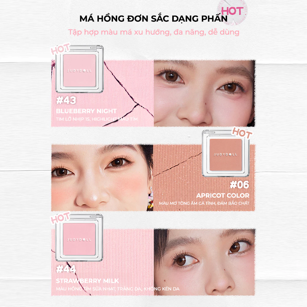 Phấn Má Hồng Đơn Sắc JudyDoll Pretty Blush Powder 2g