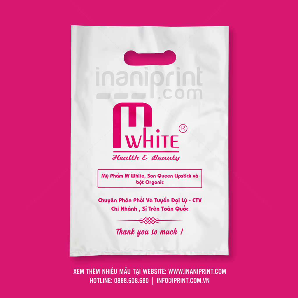 Bao xốp mỹ phẩm MWhite, túi nilong mỹ phẩm MWhite