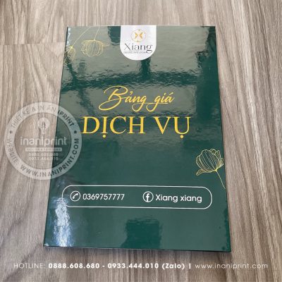 Mẫu Menu Nhựa Tiệm Spa, Bảng Giá Nhựa Tiệm Spa, Thực Đơn Nhựa Tiệm Spa Đẹp Giá Rẻ