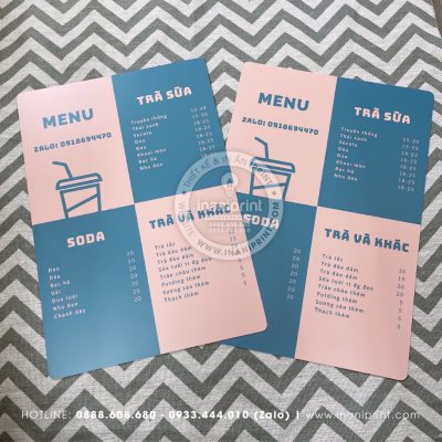 Mẫu Menu Nhựa Quán Trà Sữa, Bảng Giá Nhựa Quán Trà Sữa, Thực Đơn Nhựa Quán Trà Sữa Đẹp Giá Rẻ