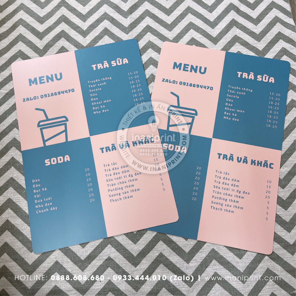 Mẫu Menu Nhựa Quán Trà Sữa, Bảng Giá Nhựa Quán Trà Sữa, Thực Đơn Nhựa Quán Trà Sữa Đẹp Giá Rẻ