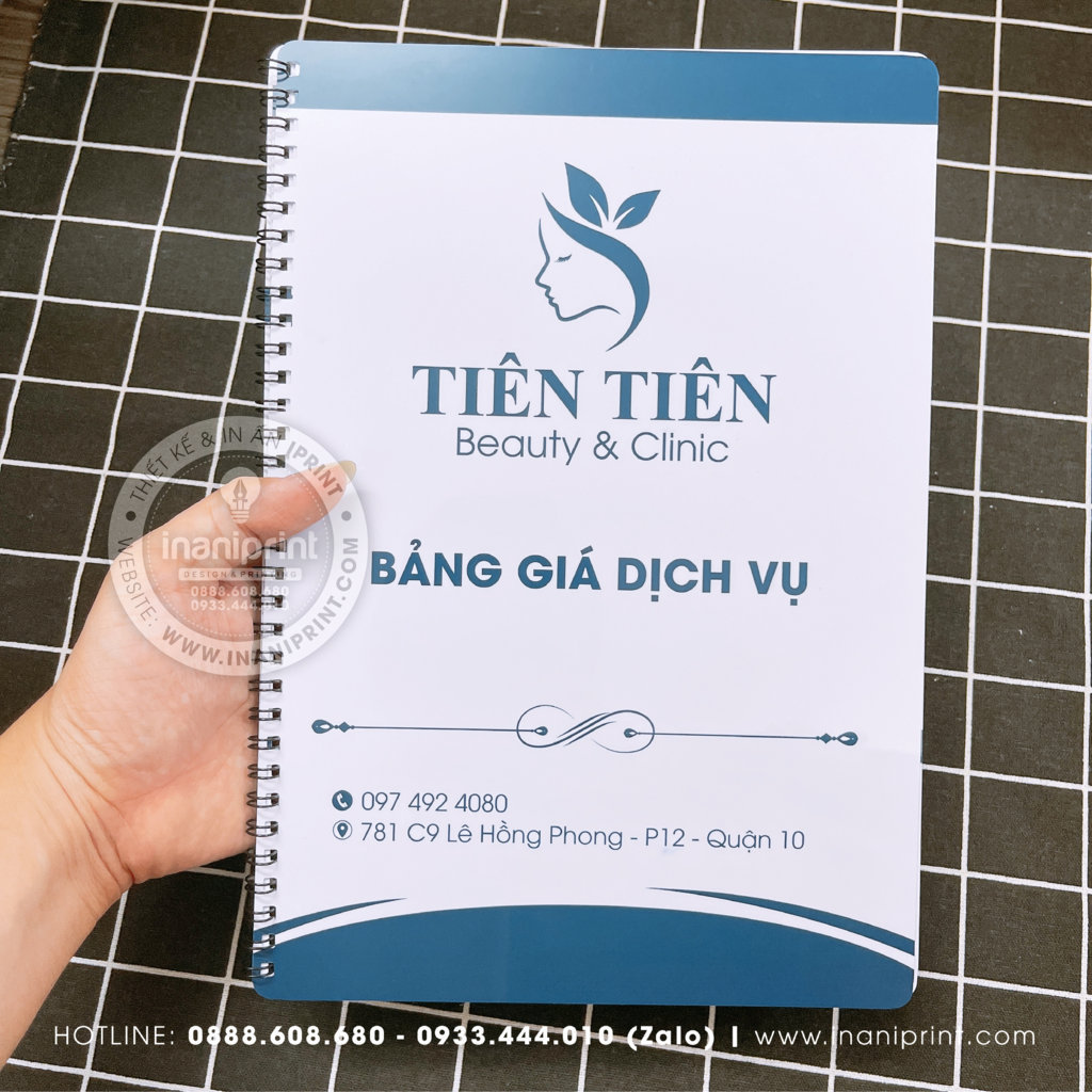 Mẫu Menu Nhựa Tiệm Spa, Bảng Giá Nhựa Tiệm Spa, Thực Đơn Nhựa Tiệm Spa Đẹp Giá Rẻ