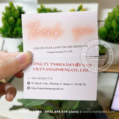 Mẫu Card cám ơn Công Ty bán Sâm, Thiệp cám ơn Công Ty bán Sâm, Danh Thiếp cám ơn Công Ty bán Sâm đẹp giá rẻ