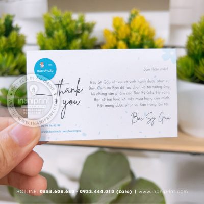 Mẫu Card cám ơn Bác Sĩ Gấu, Thiệp cám ơn Bác Sĩ Gấu, Danh thiếp cám ơn Bác Sĩ Gấu đẹp dành cho khách hàng