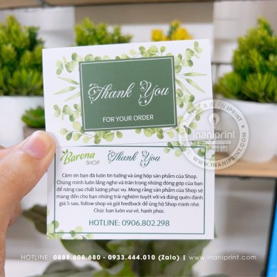 Mẫu Card cám ơn Barona Shop, Thiệp cám ơn Barona Shop, Danh Thiếp cám ơn Barona Shop đẹp giá rẻ