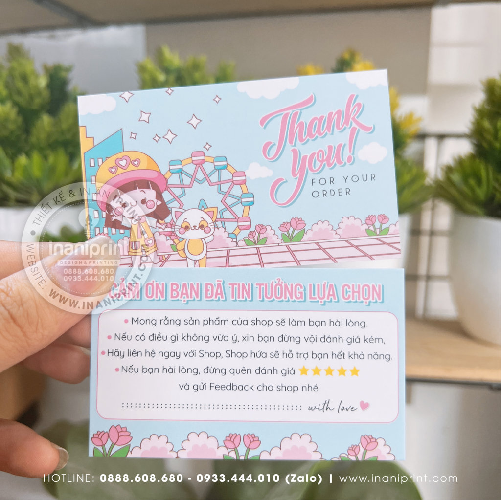 Card cám ơn cô gái và đu quay, Thiệp cám ơn cô gái và đu quay, Danh thiếp cám ơn cô gái và đu quay đẹp giá rẻ