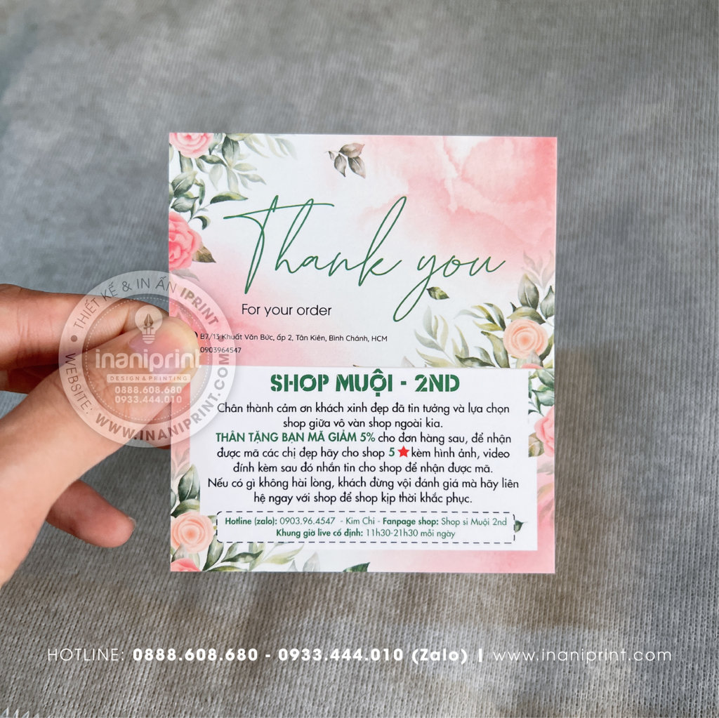 Mẫu Card cám ơn Shop Muội, Thiệp cám ơn Shop Muội, Danh Thiếp cám ơn Shop Muội đẹp giá rẻ