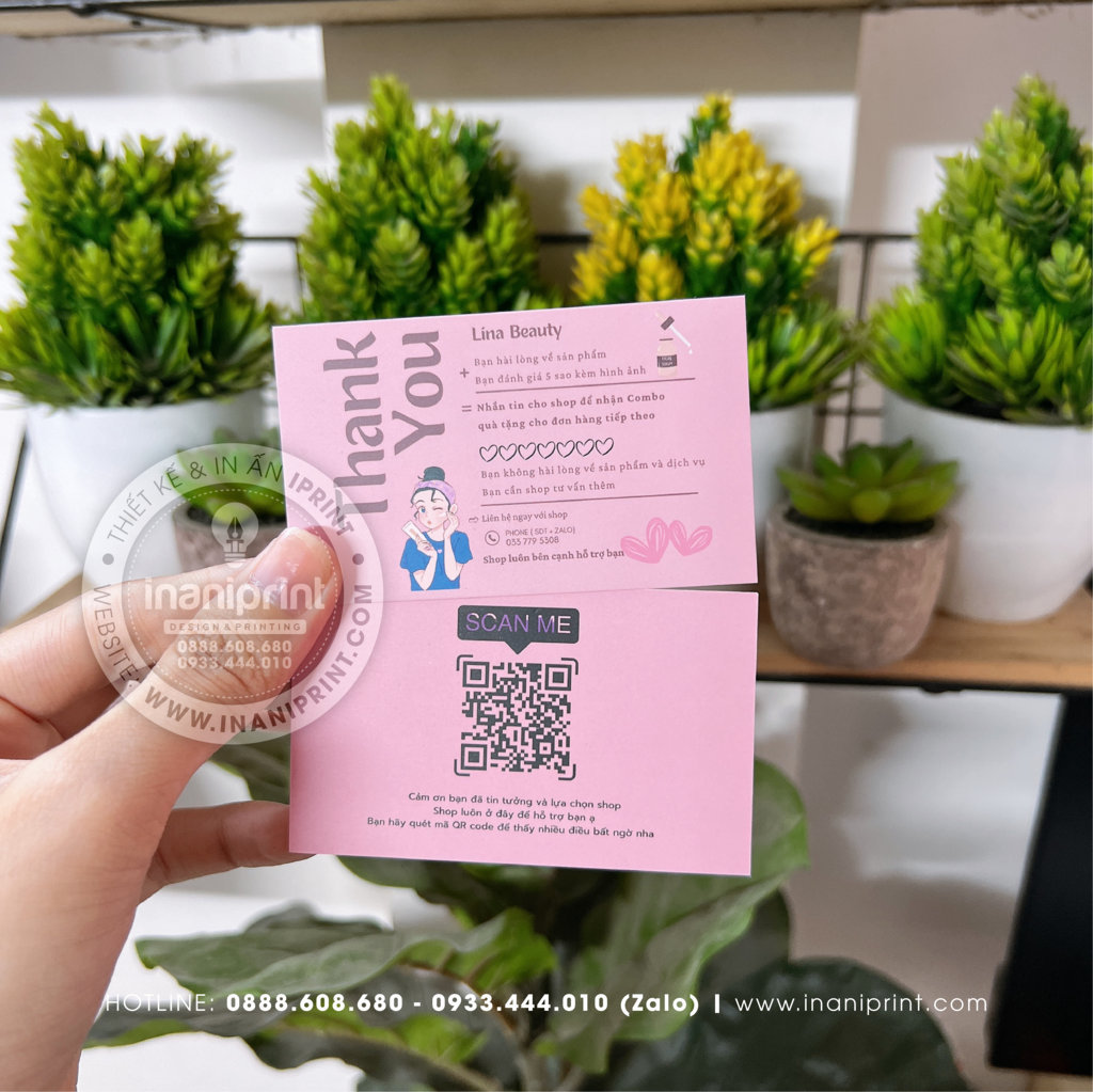 Mẫu Card cám ơn Lina Beauty, Thiệp cám ơn Lina Beauty, Danh Thiếp cám ơn Lina Beauty đẹp giá rẻ