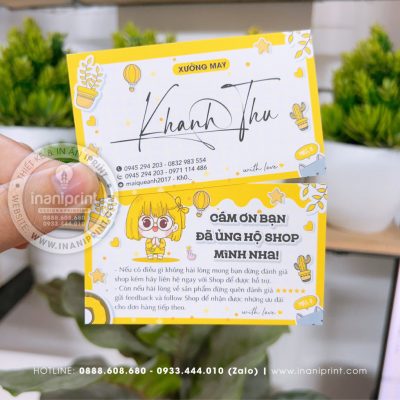 Mẫu Card cám ơn Xưởng May Khanh Thu, Thiệp cám ơn Xưởng May Khanh Thu, Danh Thiếp cám ơn Xưởng May Khanh Thu đẹp giá rẻ