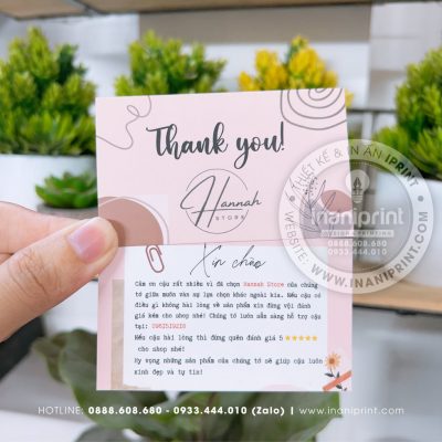 Mẫu Card cám ơn Hana Store, Thiệp cám ơn Hana Store, Danh Thiếp cám ơn Hana Store đẹp giá rẻ