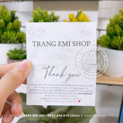 Mẫu Card cám ơn Trang Emi Shop, Thiệp cám ơn Trang Emi Shop, Danh Thiếp cám ơn Trang Emi Shop đẹp giá rẻ