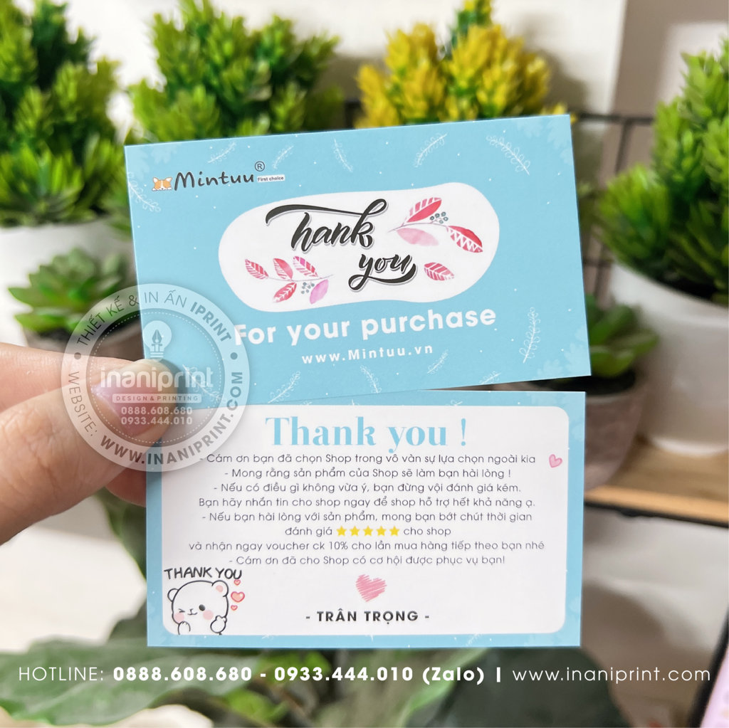 Mẫu Card cám ơn Mintuu, Thiệp Card cám ơn Mintuu, Danh Thiếp cám ơn Minhtuu đẹp giá rẻ
