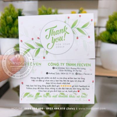Mẫu Card cám ơn Công Ty FECVEN, Thiệp cám ơn Công Ty FECVEN, Danh Thiếp cám ơn Công Ty FECVEN đẹp giá rẻ