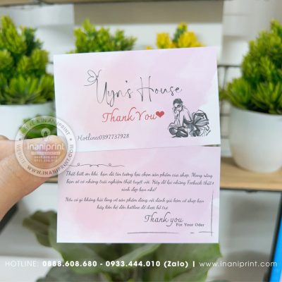 Mẫu Card cám ơn Uyn's House, Thiệp cám ơn Uyn's House, Danh Thiếp cám ơn Uyn's House đẹp giá rẻ