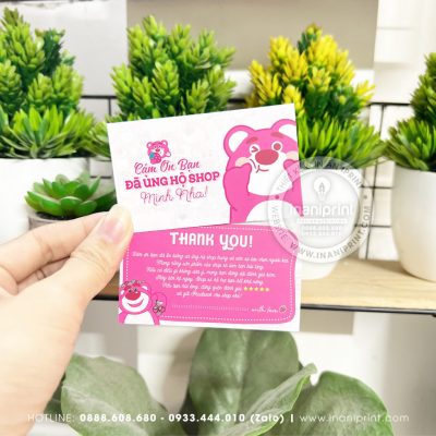 Card cám ơn gấu dâu, Thiệp cám ơn gấu dâu, Danh thiếp cám ơn gấu dâu đẹp giá rẻ