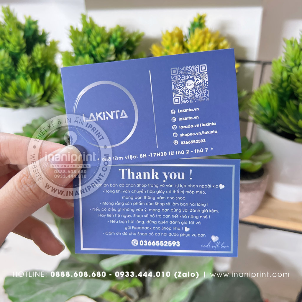 Mẫu Card cám ơn Lakinta, Thiệp cám ơn Lakinta, Danh Thiếp cám ơn Lakinta đẹp giá rẻ