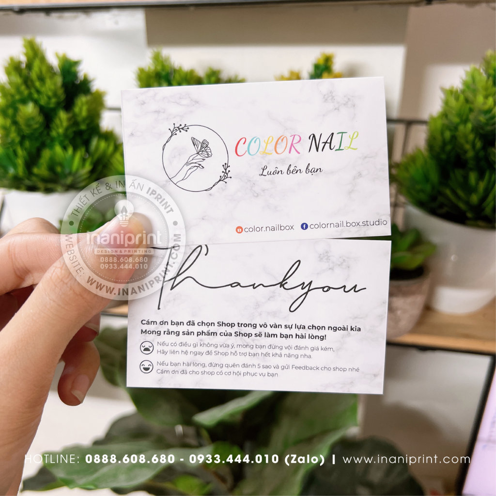 Mẫu Card cám ơn Color Nails, Thiệp cám ơn Color Nails, Danh Thiếp cám ơn Color Nails đẹp giá rẻ