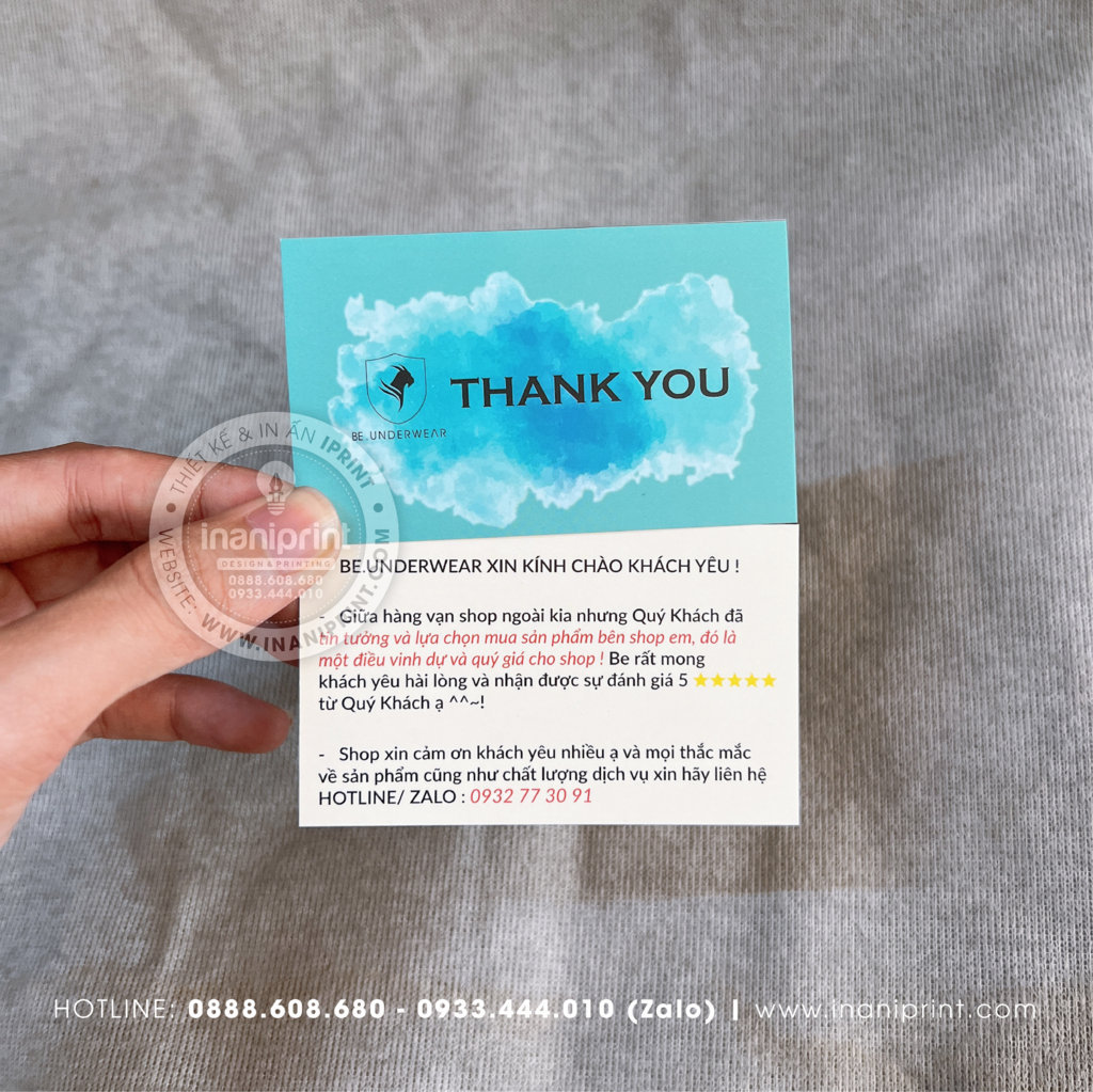 Mẫu Card cám ơn Be.Underwear, Thiệp cám ơn Be.Underwear, Danh Thiếp cám ơn Be.Underwear đẹp giá rẻ