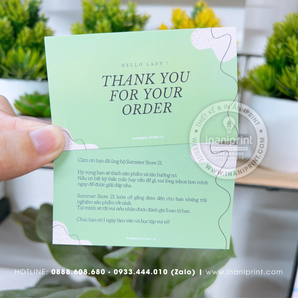 Mẫu Card cám ơn Summer Store 21, Thiệp cám ơn Summer Store 21, Danh Thiếp cám ơn Summer Store 21 đẹp giá rẻ