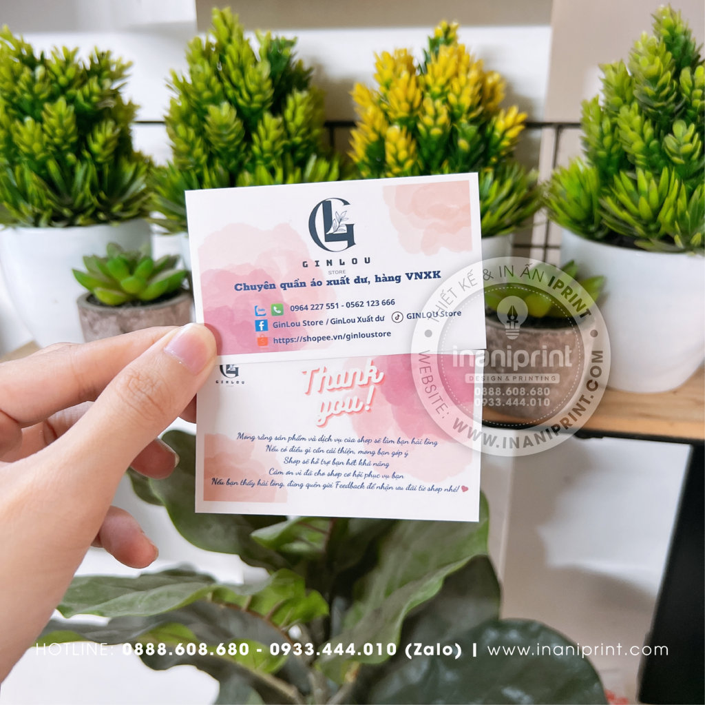 Mẫu Card cám ơn Ginlou Store, Thiệp cám ơn Ginlou Store, Danh Thiếp cám ơn Ginlou Store đẹp giá rẻ
