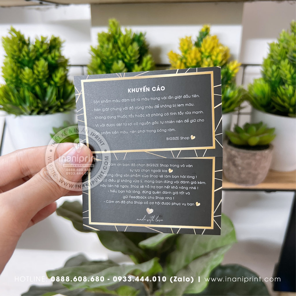 Mẫu Card cám ơn Bigsize Shop, Thiệp cám ơn Bigsize Shop, Danh Thiếp cám ơn Bigsize Shop đẹp giá rẻ