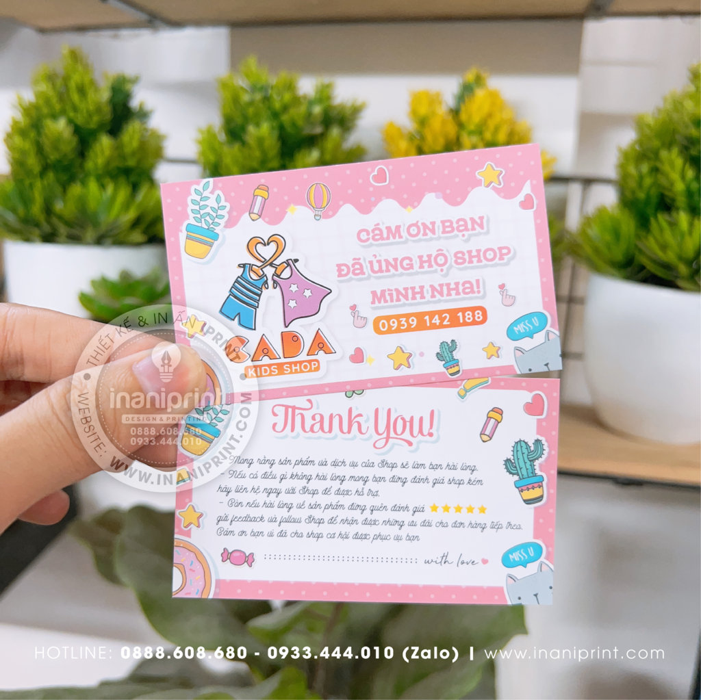 Mẫu Card cám ơn Cada Kids Shop, Thiệp cám ơn Cada Kids Shop, Danh Thiếp cám ơn Cada Kids Shop đẹp giá rẻ