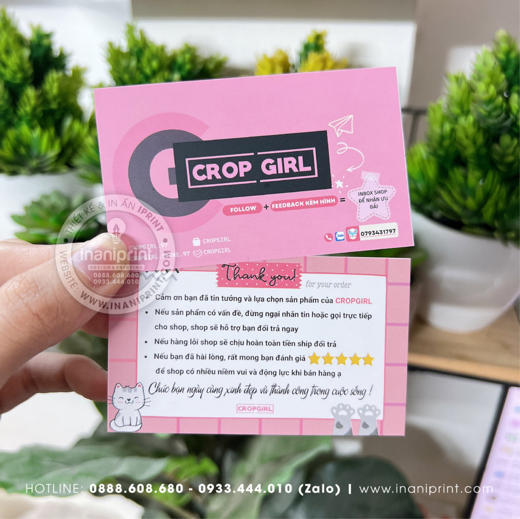 Mẫu Card cám ơn Crop Girl, Thiệp cám ơn Crop Girl, Danh Thiếp cám ơn Crop Girl đẹp giá rẻ