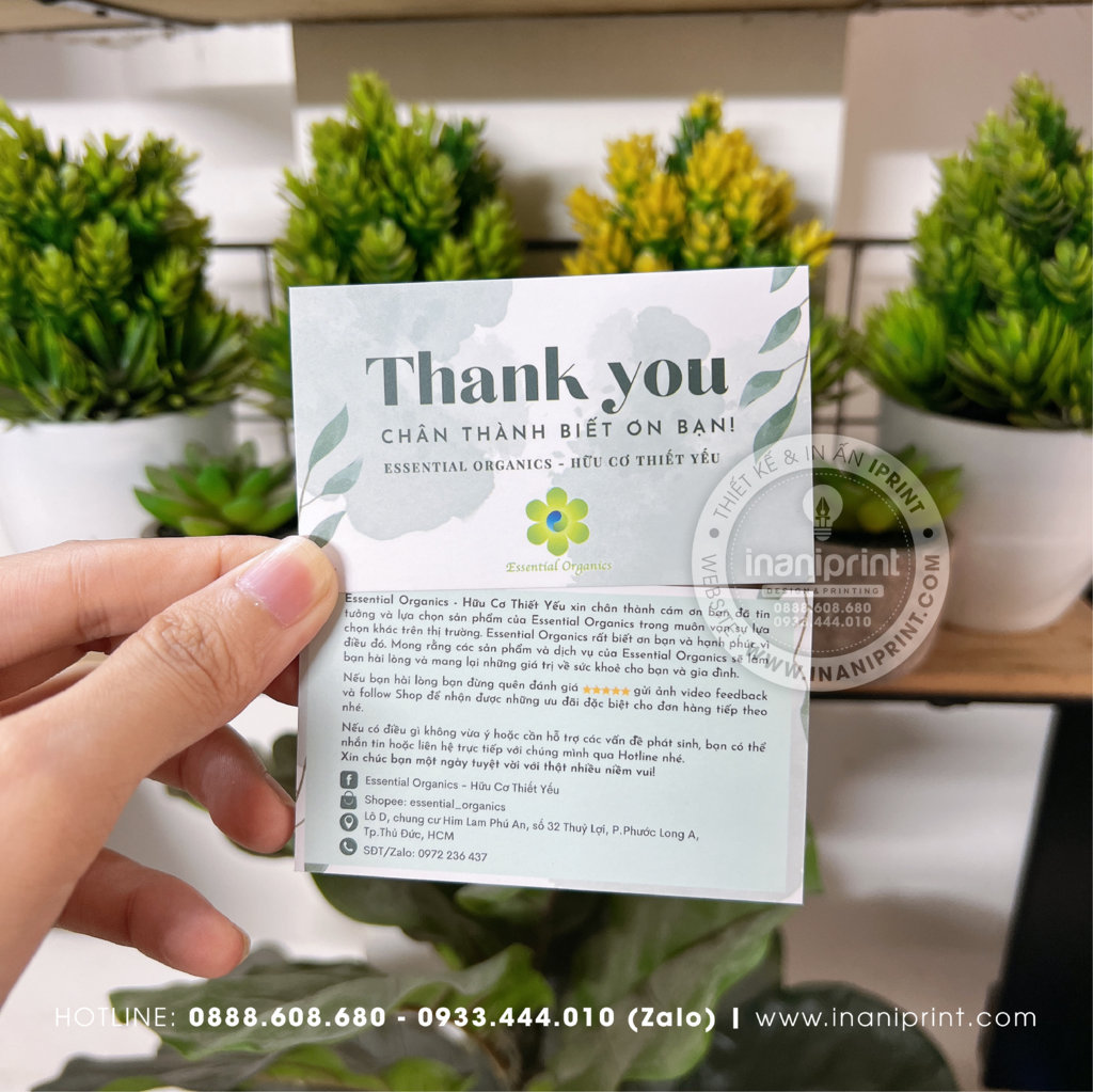 Mẫu Card cám ơn Essential Organics, Thiệp cám ơn Essential Organics, Danh Thiếp cám ơn Essential Organics đẹp giá rẻ