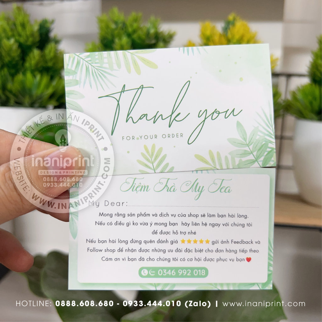 Mẫu Card cám ơn Tiệm Trà My Tea, Thiệp cám ơn Tiệm Trà My Tea, Danh Thiếp cám ơn Tiệm Trà My Tea đẹp giá rẻ