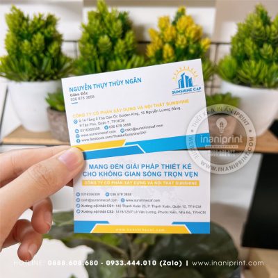Mẫu Card Visit Công Ty Xây Dựng Sunshine Caf, Name Card Công Ty Xây Dựng Sunshine Caf, Danh Thiếp Công Ty Xây Dựng Sunshine Caf đẹp giá rẻ
