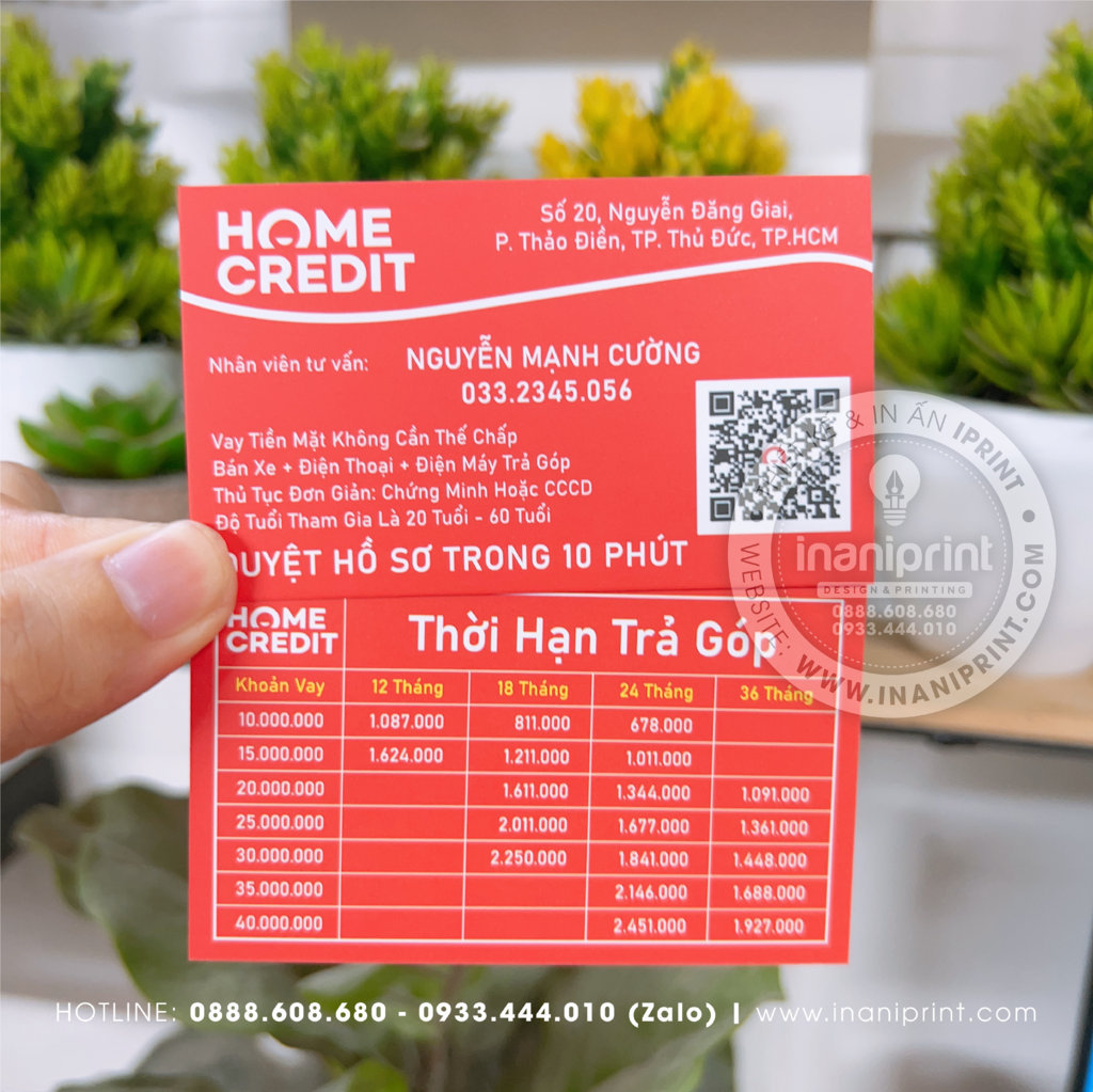 Mẫu Card Visit Home Credit, Name Card Home Credit, Danh Thiếp Home Credit đẹp giá rẻ