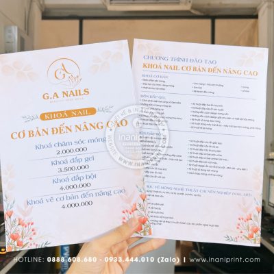 Mẫu Menu Fomex Spa, Bảng Giá Fomex Spa, Thực Đơn Fomex Đẹp Giá Rẻ