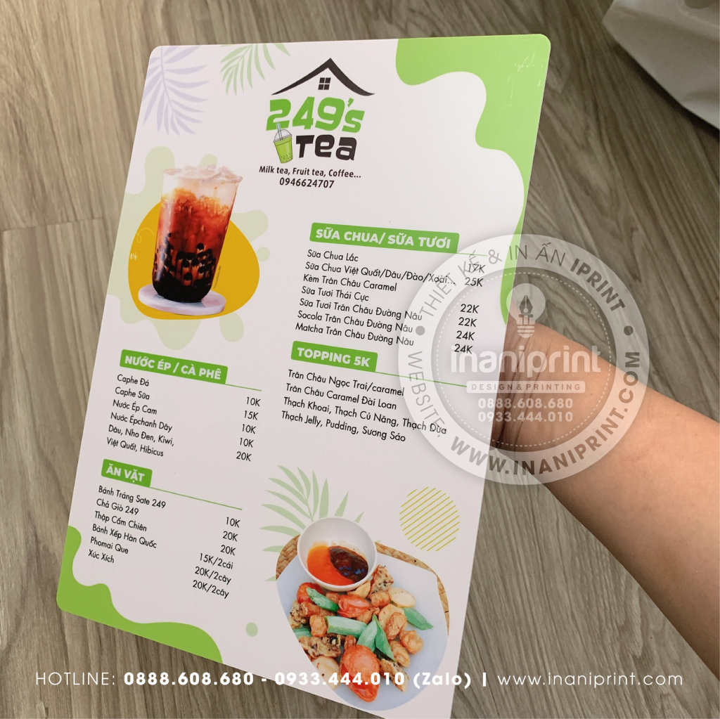 Mẫu Menu Nhựa Tiệm Trà Sữa, Bảng Giá Nhựa Tiệm Trà Sữa, Thực Đơn Nhựa Tiệm Trà Sữa Đẹp Giá Rẻ