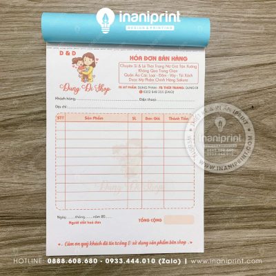 Mẫu Hóa Đơn Đẹp, Mẫu Hóa Đơn Dễ Thương, Mẫu Hóa Đơn Nhiều Màu Cute Dành Cho Shop Bán Hàng