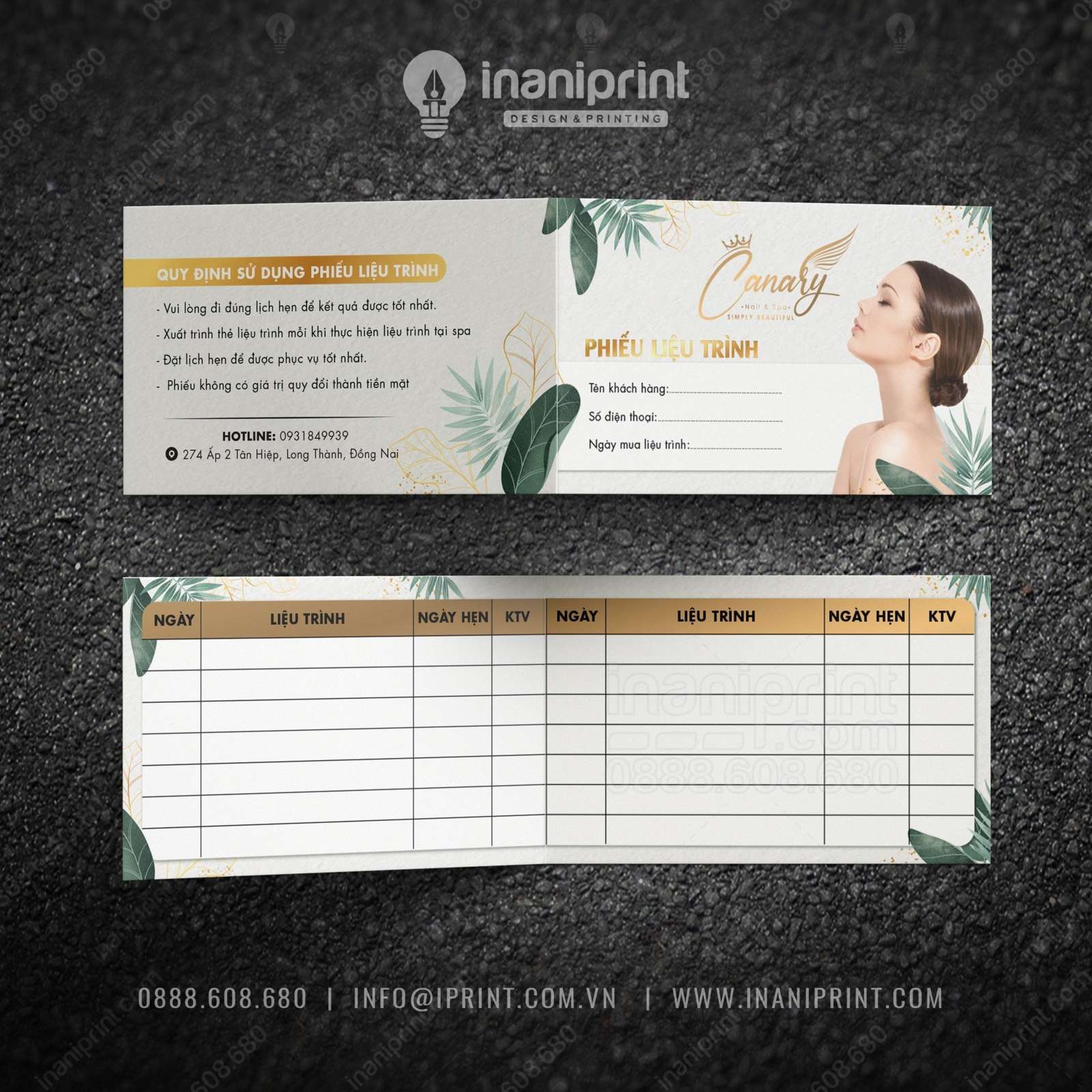 Mẫu Phiếu Liệu Trình Spa, Thẻ Liệu Trình Spa Đẹp Dành Cho Công Ty, Doanh Nghiệp, Spa, Thẩm Mỹ Viện Giá Rẻ