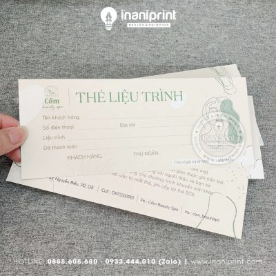 Mẫu Phiếu Liệu Trình Spa, Thẻ Liệu Trình Spa Đẹp Dành Cho Công Ty, Doanh Nghiệp, Spa, Thẩm Mỹ Viện Giá Rẻ